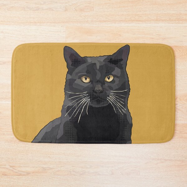 Item preview, Black Cat by BeeFoxTree, Ochre Mustard Yellow designed and sold by BeeFoxTree.
