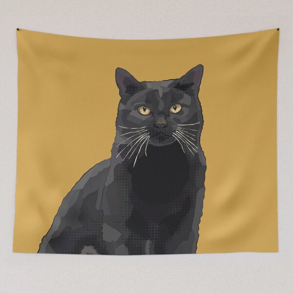 Item preview, Black Cat by BeeFoxTree, Ochre Mustard Yellow designed and sold by BeeFoxTree.