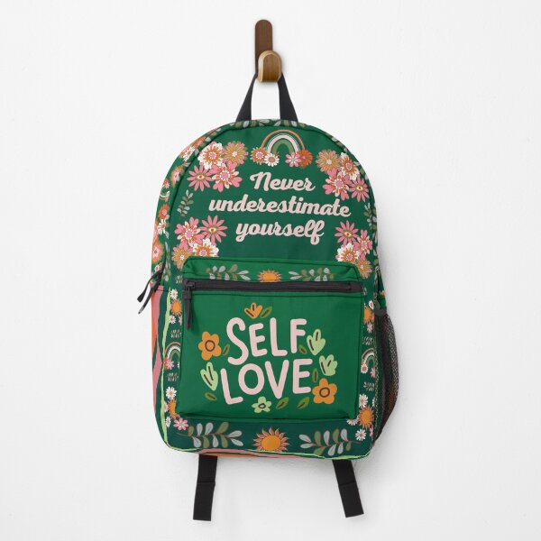 Item preview, Self Love. Never Underestimate Yourself  With Degraded Dark Green Background Backpack. designed and sold by EmmaBazz.