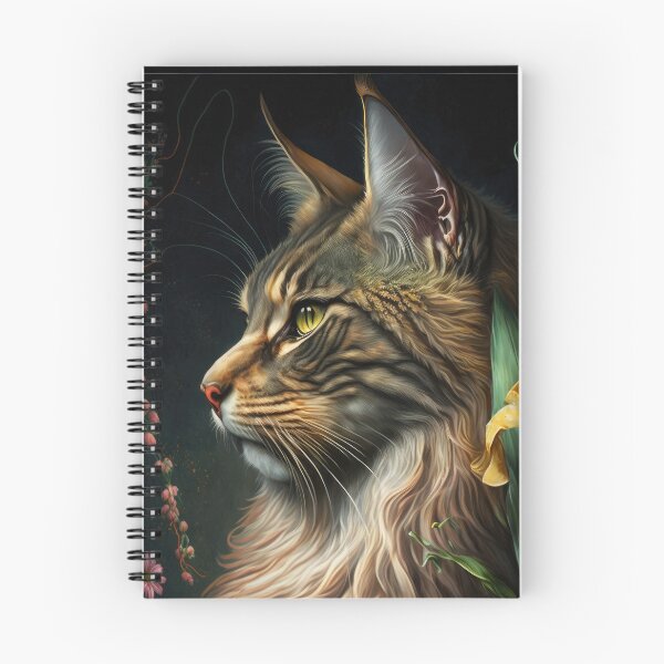 Item preview, Timothy The Maine Coon Cat and Flowers 12 designed and sold by idreamaboutcats.