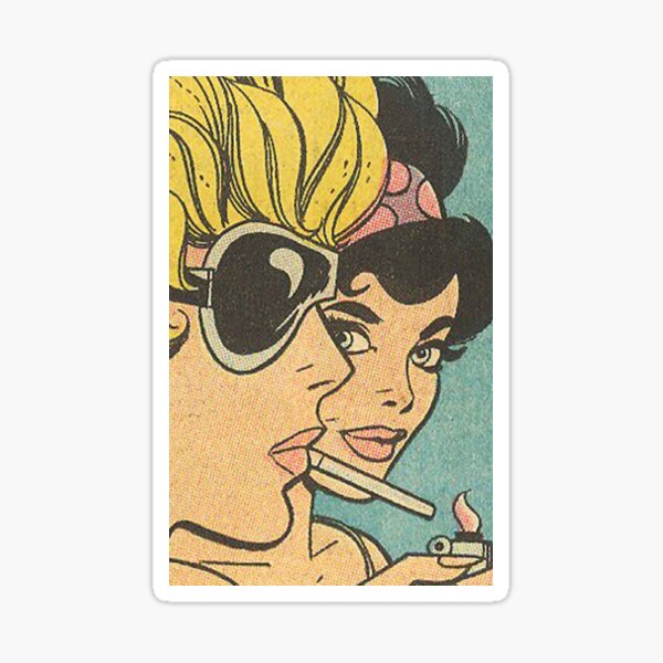 Light it up! Blonde and brunette 1960s retro kitsch vintage comics Sticker