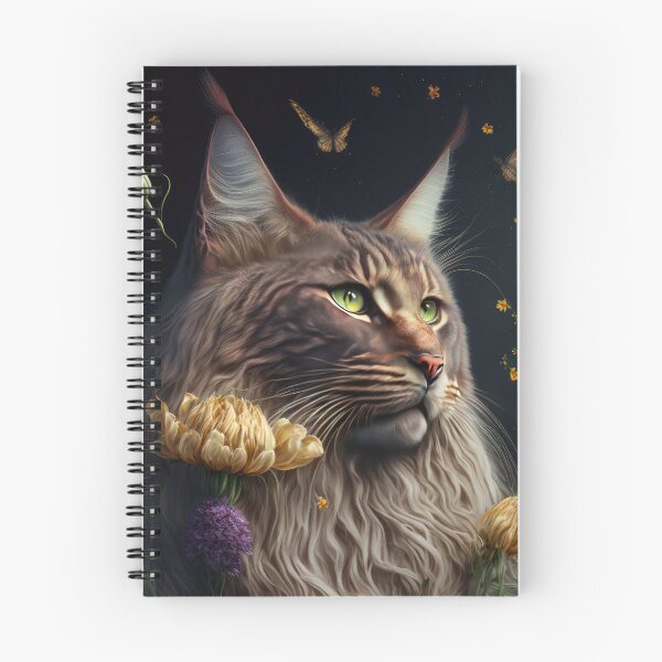 Item preview, Timothy The Maine Coon Cat and Flowers 10 designed and sold by idreamaboutcats.