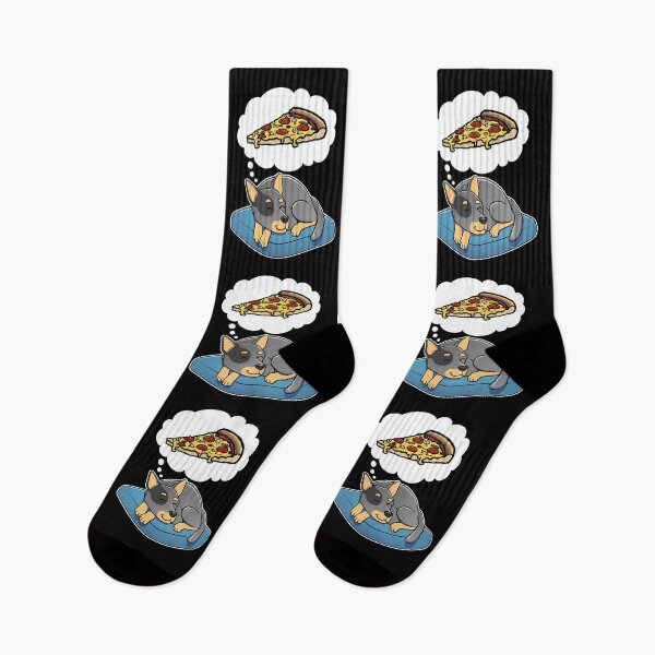 Item preview, Australian Cattle Dog dreaming about Supreme Pizza designed and sold by DoggieDelights.