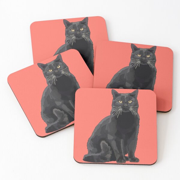 Item preview, Black Cat by BeeFoxTree, Coral Pink designed and sold by BeeFoxTree.