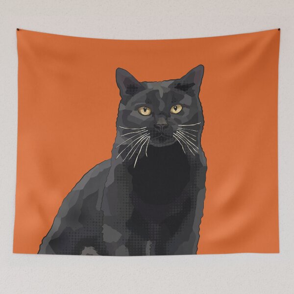 Item preview, Black Cat by BeeFoxTree, Terracotta Carrot Orange Rusty Rust  designed and sold by BeeFoxTree.