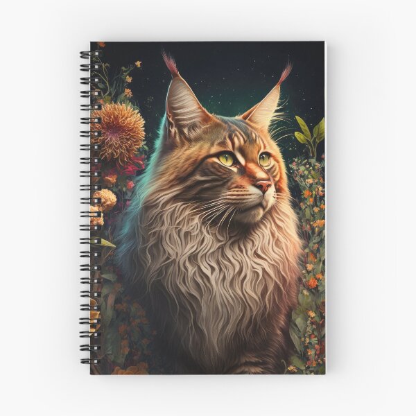 Item preview, Timothy The Maine Coon Cat and Flowers 9 designed and sold by idreamaboutcats.