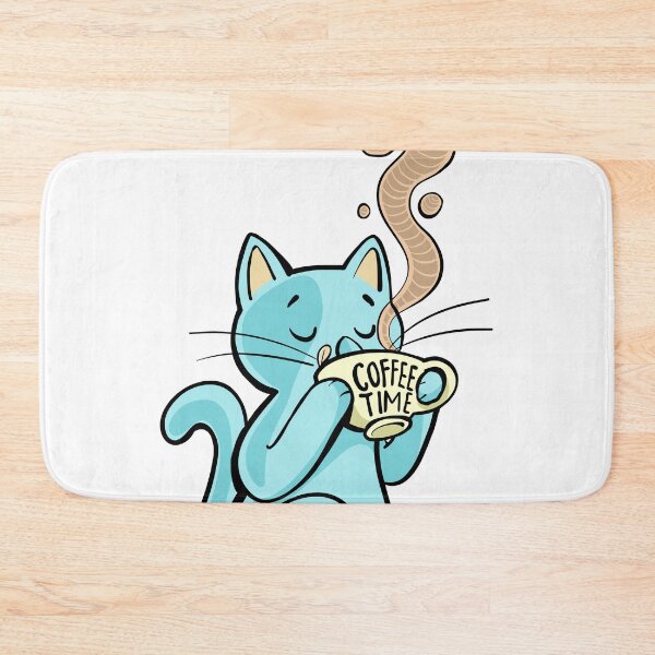 Item preview, blue cat drinks coffee from a cup designed and sold by duxpavlic.