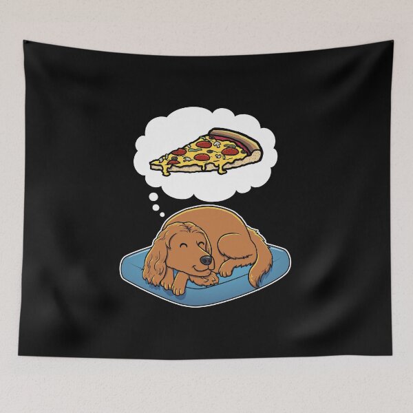 Item preview, English Cocker Spaniel dreaming about Supreme Pizza designed and sold by DoggieDelights.