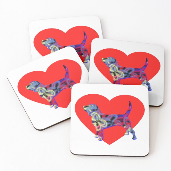 Item preview, I Heart My Beagle Dog Neon Butterflies Silhouette  designed and sold by AMSonArt.
