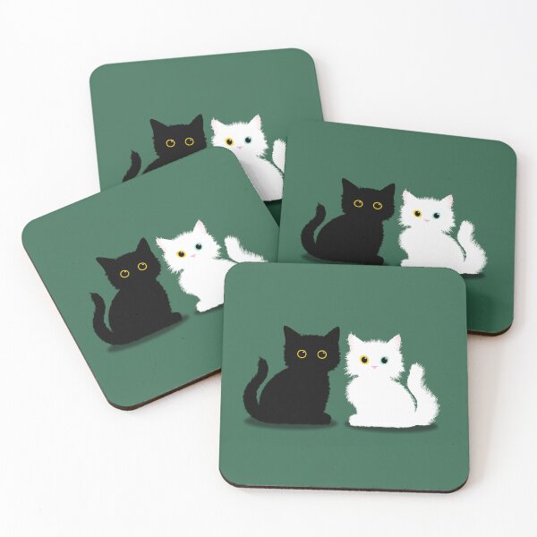 Item preview, Cute black and white cat with big eyes with dark army green background designed and sold by CiniArt.