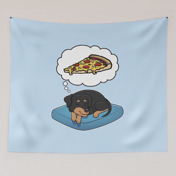 Item preview, Miniature Pinscher dreaming about Supreme Pizza designed and sold by DoggieDelights.