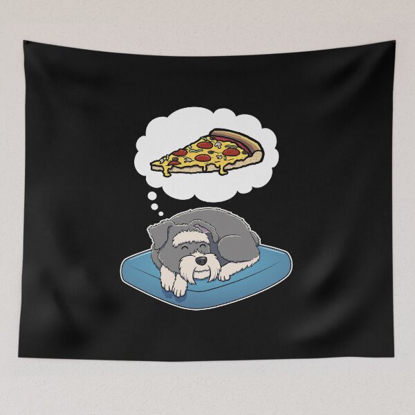 Item preview, Miniature Schnauzer dreaming about Supreme Pizza designed and sold by DoggieDelights.