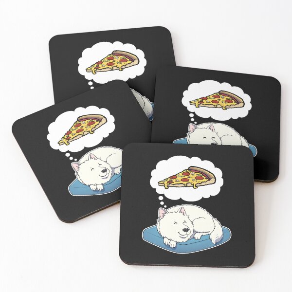 Item preview, Samoyed dreaming about Supreme Pizza designed and sold by DoggieDelights.