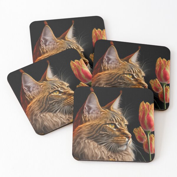 Item preview, Timothy The Maine Coon Cat and Flowers 8 designed and sold by idreamaboutcats.