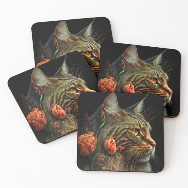 Item preview, Timothy The Maine Coon Cat and Flowers 7 designed and sold by idreamaboutcats.