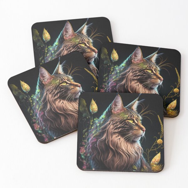 Item preview, Timothy The Maine Coon Cat and Flowers 5 designed and sold by idreamaboutcats.