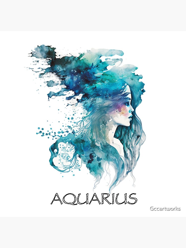 AQUARIUS- Watercolour Aquarius Water Bearer Zodiac