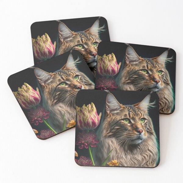 Item preview, Timothy The Maine Coon Cat and Flowers 2 designed and sold by idreamaboutcats.