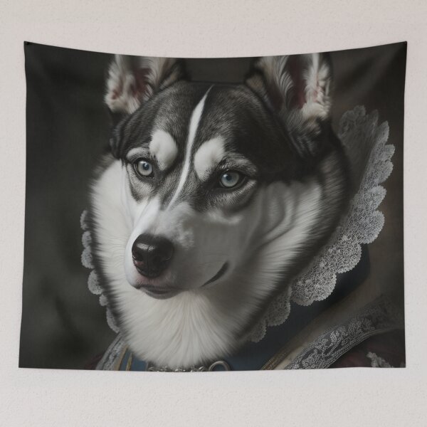 Item preview, Hyper Realistic Husky Dog Portrait Royal Renaissance Animal –  Photorealism Classic Royal Portrait Of A Husky Dog designed and sold by MadeByRobots.