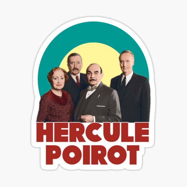 Detective Hercule Poirot with Miss Lemon and Captain Hastings and Inspector Japp Sticker