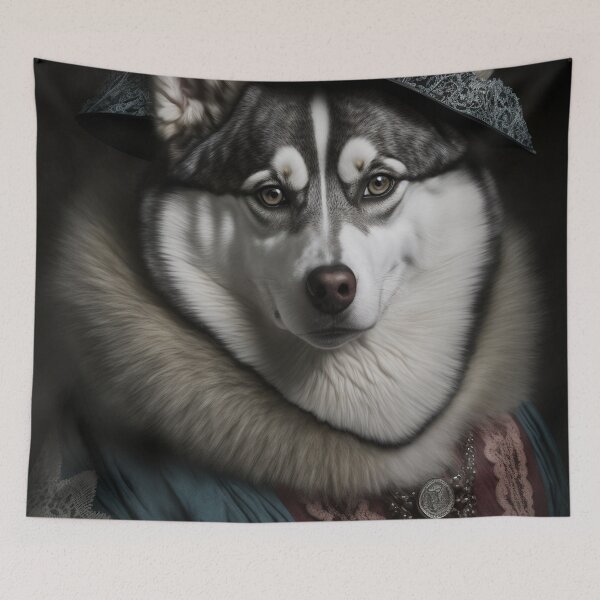 Item preview,  Hyper Realistic Husky Dog Portrait Royal Renaissance Animal –  Photorealism Classic Royal Portrait Of A Husky Dog designed and sold by MadeByRobots.
