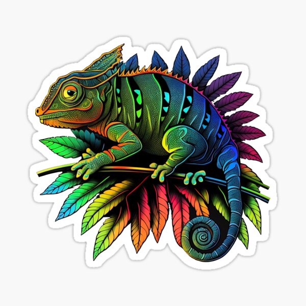 Print and Cut Cute Christmas Animal Stickers PNG Chameleon