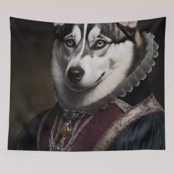 Item preview, Hyper Realistic Husky Dog Portrait Royal Renaissance Animal –  Photorealism Classic Royal Portrait Of A Husky Dog designed and sold by MadeByRobots.