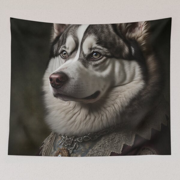Item preview, Hyper Realistic Husky Dog Portrait Royal Renaissance Animal –  Photorealism Classic Royal Portrait Of A Husky Dog designed and sold by MadeByRobots.