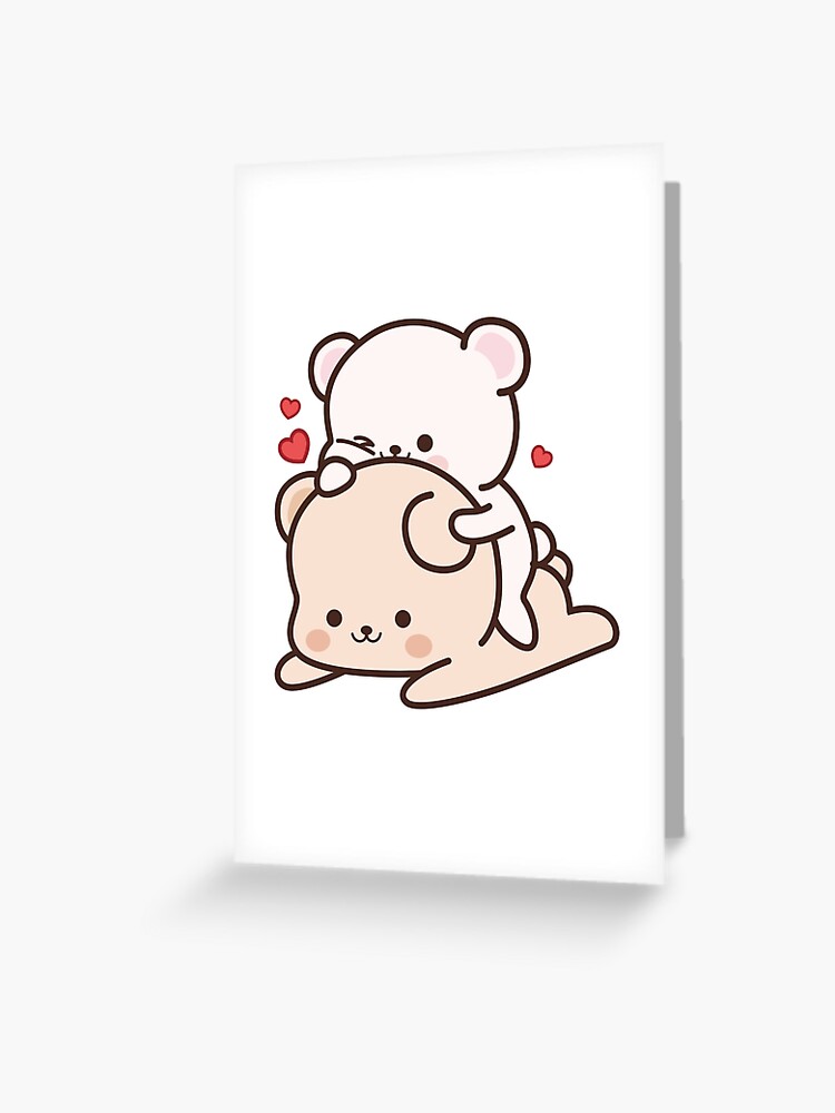 Cute Teddy Bear Lover Hug Kiss Love Milk Mocha Valentines Greeting