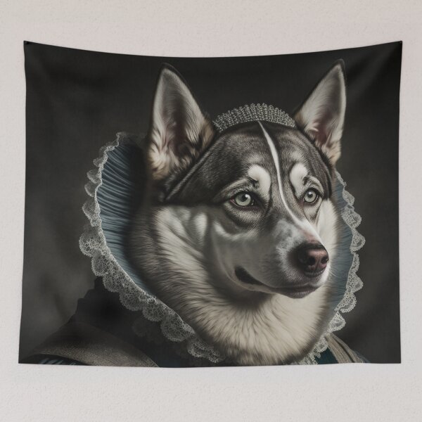 Item preview, Hyper Realistic Husky Dog Portrait Royal Renaissance Animal –  Photorealism Classic Royal Portrait Of A Husky Dog designed and sold by MadeByRobots.