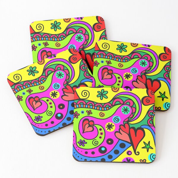Item preview, Colorful hearts and flowers, abstract designe designed and sold by zeljana0504.