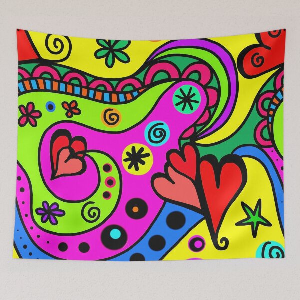 Item preview, Colorful hearts and flowers, abstract designe designed and sold by zeljana0504.