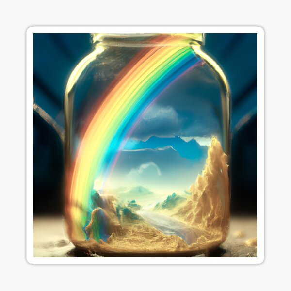 Rainbow in a Jar - River Valley Dall-E AI Art Sticker