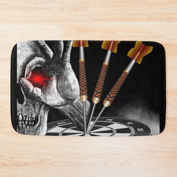 Item preview, Dart design, skull dartboard with saying See You Next Game, 3 darts in bullseye, cool motif for dart players designed and sold by ChrUzDesigner.