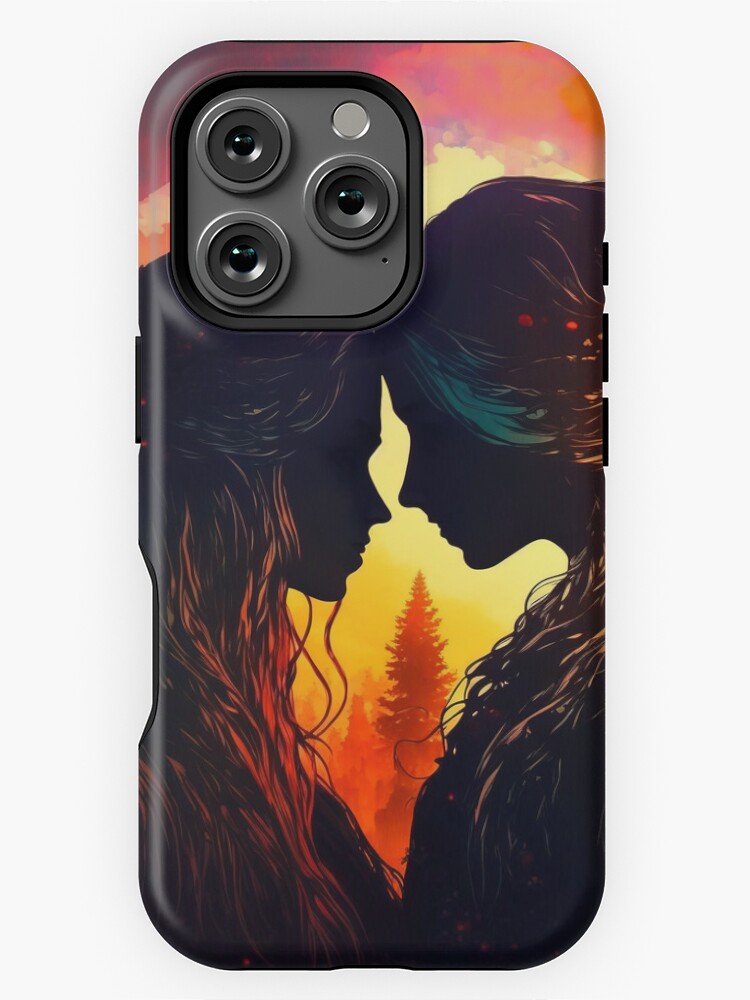 Cute lesbian couple with sunset background