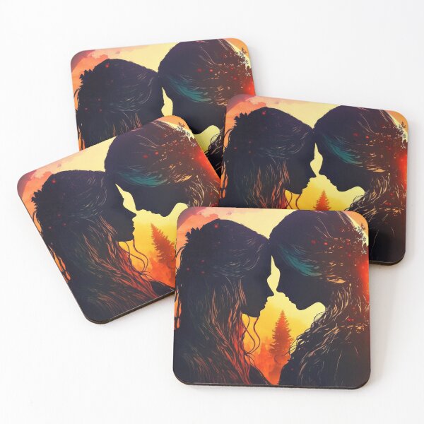 Item preview, Cute lesbian couple with sunset background designed and sold by art8085.