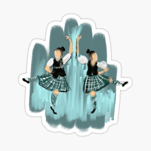Item preview, Highland dancers in Green tartan, traditional Scottish dance, partner, pair dancing  designed and sold by Izzy83.