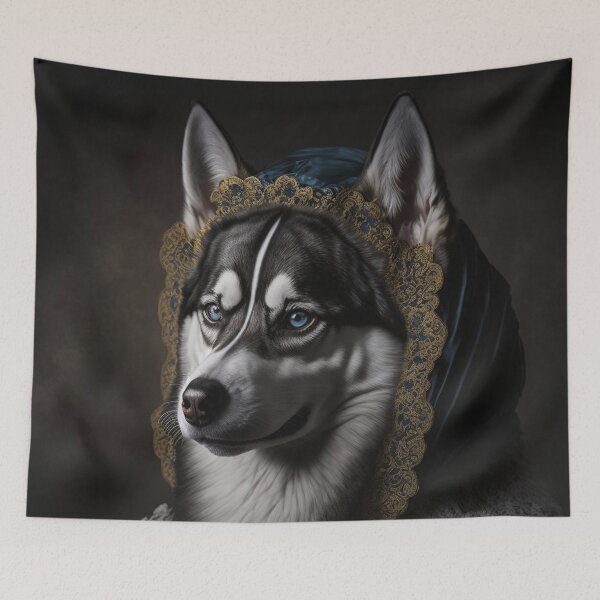 Item preview, Hyper Realistic Husky Dog Portrait Royal Renaissance Animal –  Photorealism Classic Royal Portrait Of A Husky Dog designed and sold by MadeByRobots.