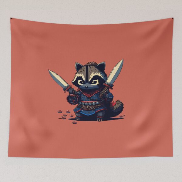 Item preview, Super cute samurai racoon ready for combat designed and sold by DGTY.