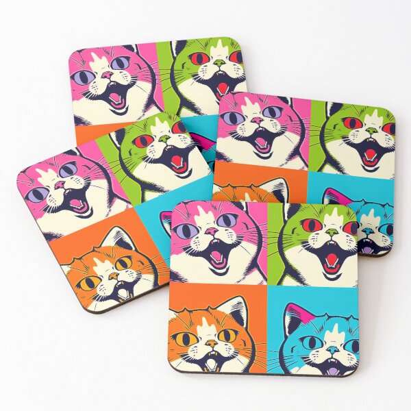 Item preview, Retro cat 4 happy cats cute 60s designed and sold by popurbanart.