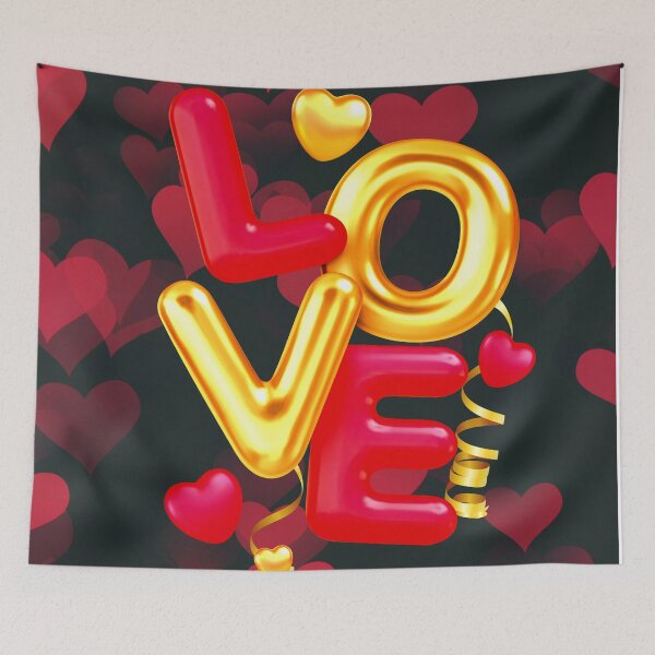 Item preview, red and gold love balloon designed and sold by TjsDesignsnMore.