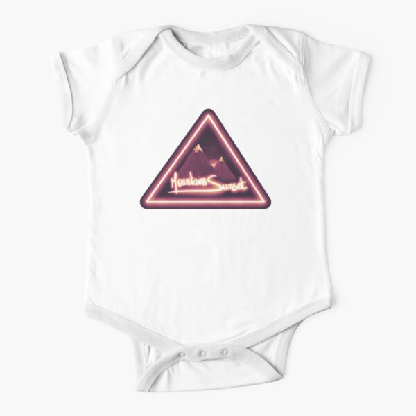 Beautiful mountain sunset art neon vintage - yellow orange Short Sleeve Baby One-Piece