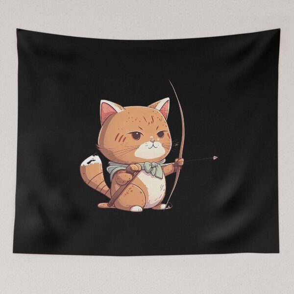 Item preview, Cat using bow and arrow very cute archery kitten  designed and sold by AnimalArtPhotos.