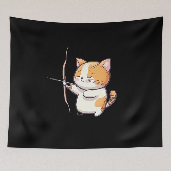 Item preview, Cute cat using bow and arrow very cute archery kitten  designed and sold by AnimalArtPhotos.