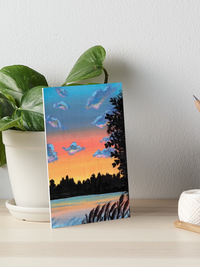 Original Acrylic Painting on Small Canvas Colorful Landscape Wall Art  Sunset Mountain, Pine Trees, Spring Flowers Aesthetic Room Decor -   Finland