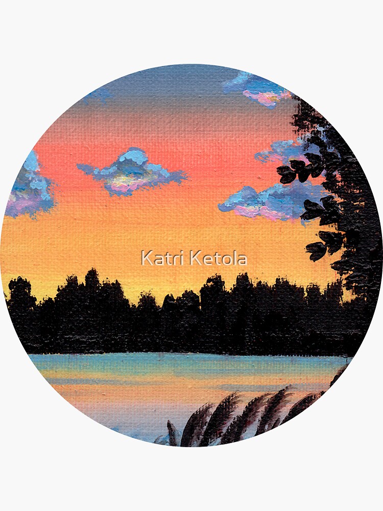 Sunset Lake Landscape Painting Canvas Print for Sale by Katri Ketola