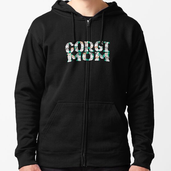 Corgi Green Mom with Friends Zipped Hoodie