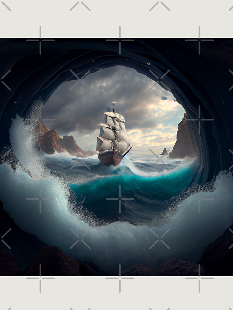 Thumbnail 6 von 6, Premium Oversized Pullover, The Pebbles Odyssey A Churning Sea Digital Painting designt und verkauft von CodeAndColors.