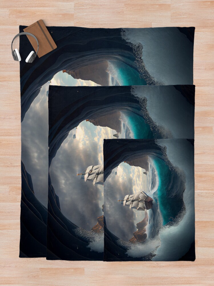 Imagen 5 de 6, Manta con la obra The Pebbles Odyssey A Churning Sea Digital Painting, diseñada y vendida por CodeAndColors.