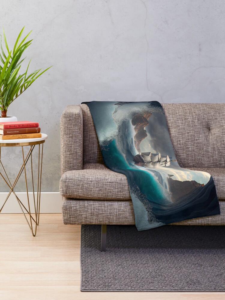 Imagen 2 de 6, Manta con la obra The Pebbles Odyssey A Churning Sea Digital Painting, diseñada y vendida por CodeAndColors.